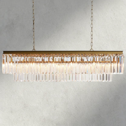Brass Leyland Tiered Rectangular Chandelier