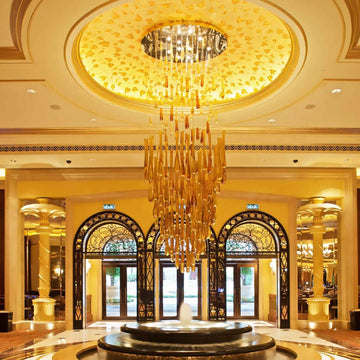 Long Amber Murao Glass Drop Chandelier
