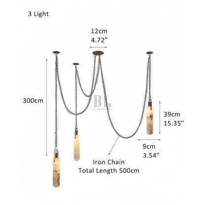 Luxury Alabaster Flint 3 - Light LED Multi - Drop Pendant Light - Manor Lights