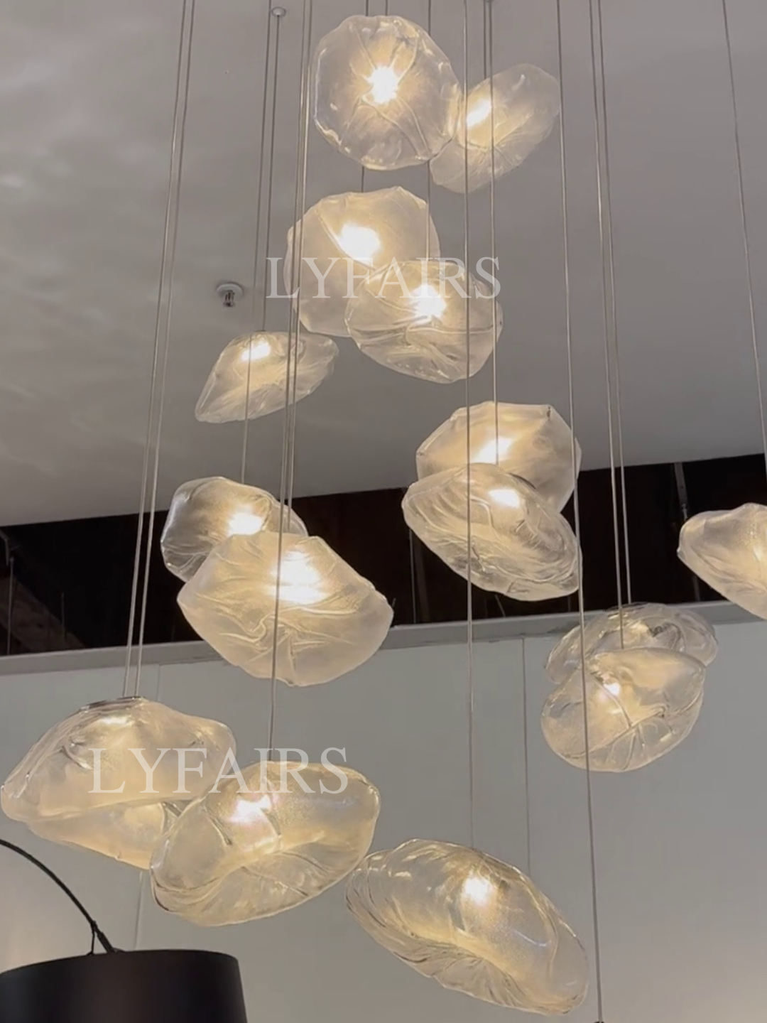 Extra Large Nordic Minimalist Glass Cloud Decorative Chandelier for Stairs / living Room / high-Ceiling Room
