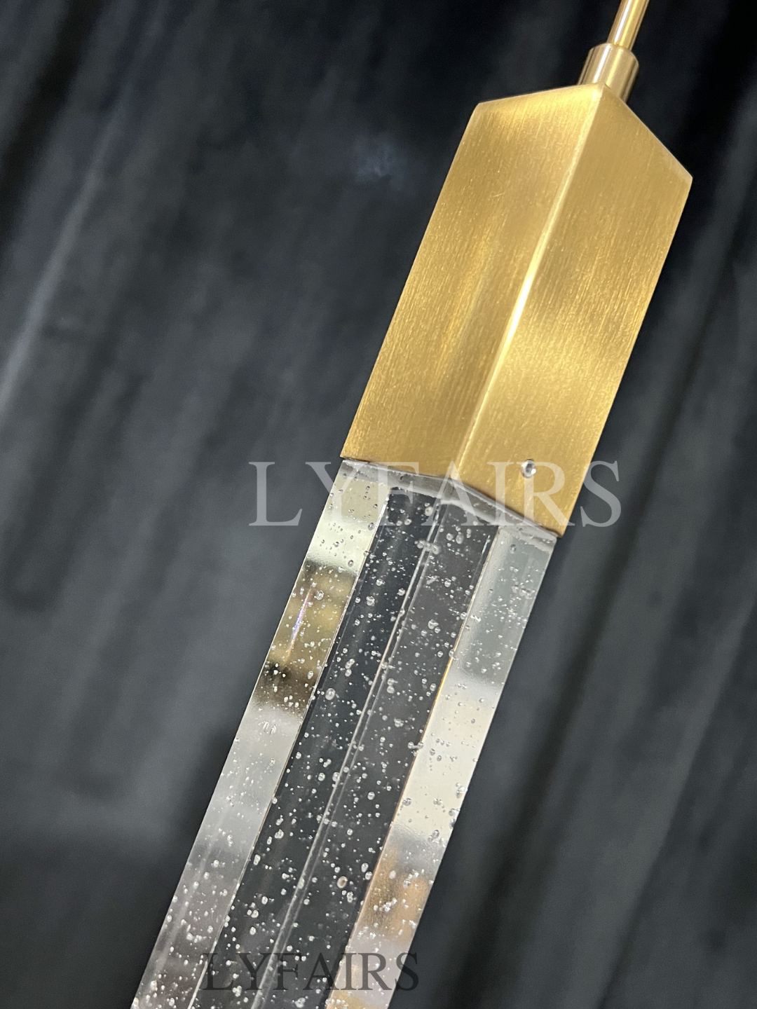 Modern Crystal Stick Chandelier with Glacier Bubble Design in Gold, Chrome, and Black Finish - High-Quality