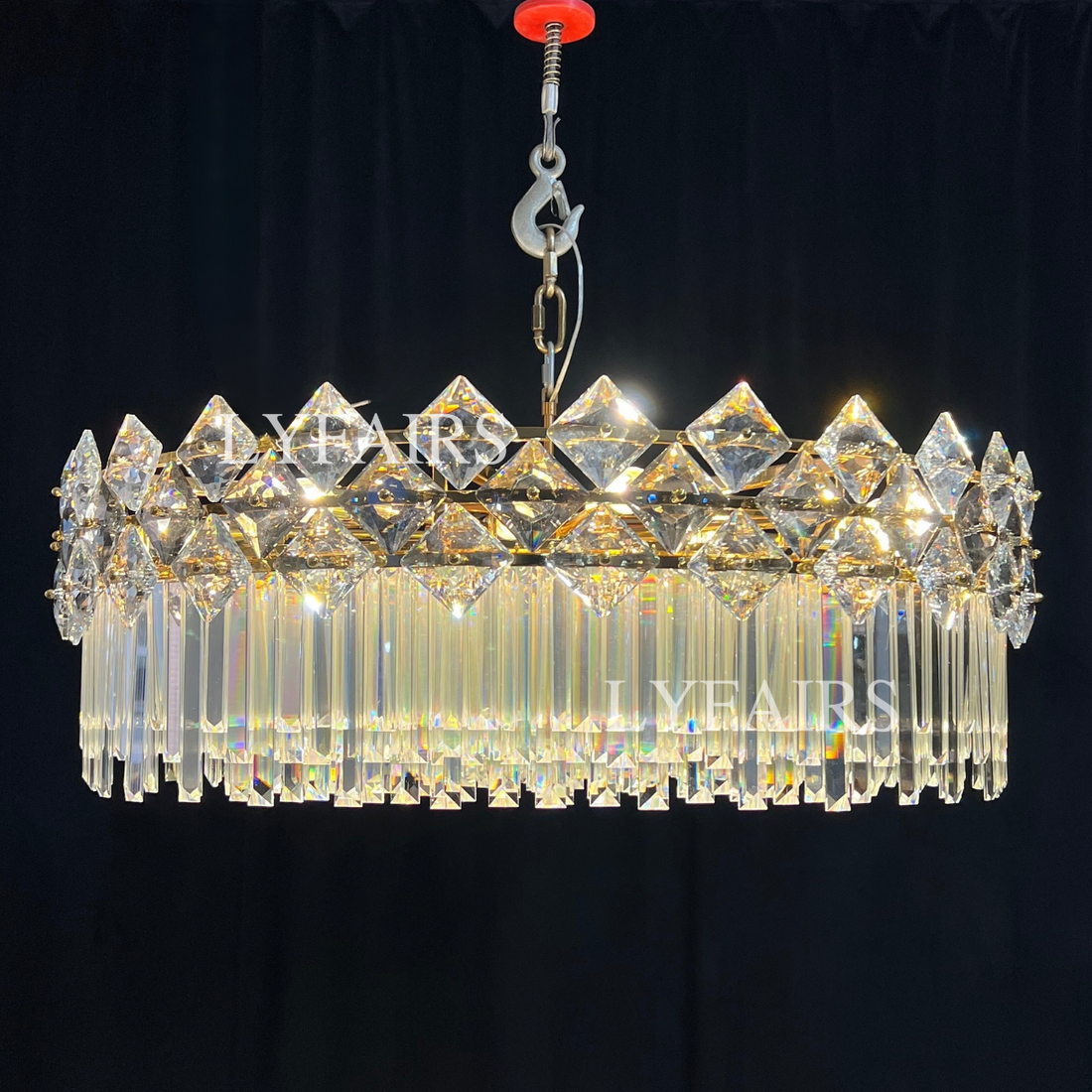 Modern Luxury Tiered Transparent K9 Crystal Chandelier with Round or Oval Shape for Living, Dining, Bedroom