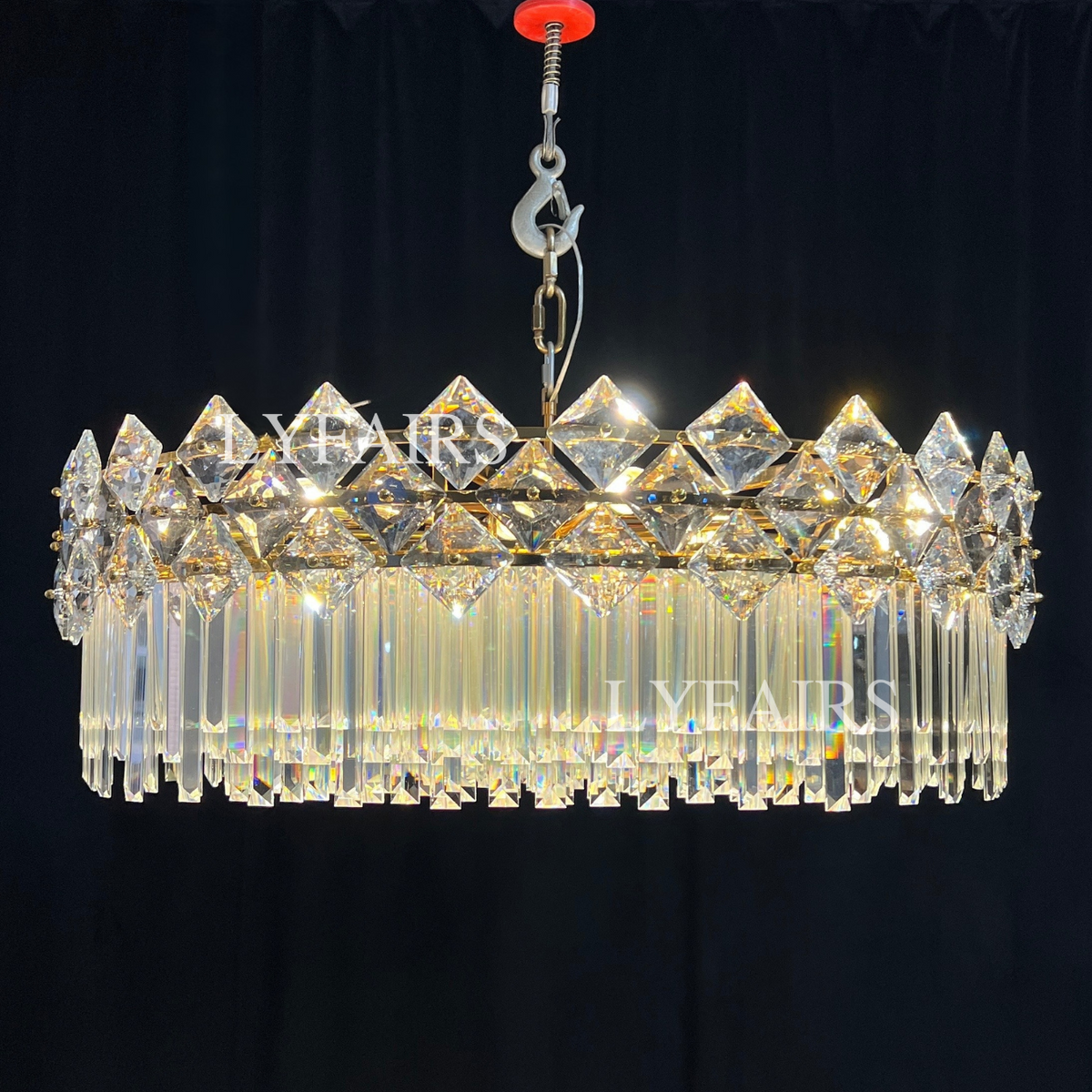 Modern Luxury Tiered Transparent K9 Crystal Chandelier with Round or Oval Shape for Living, Dining, Bedroom