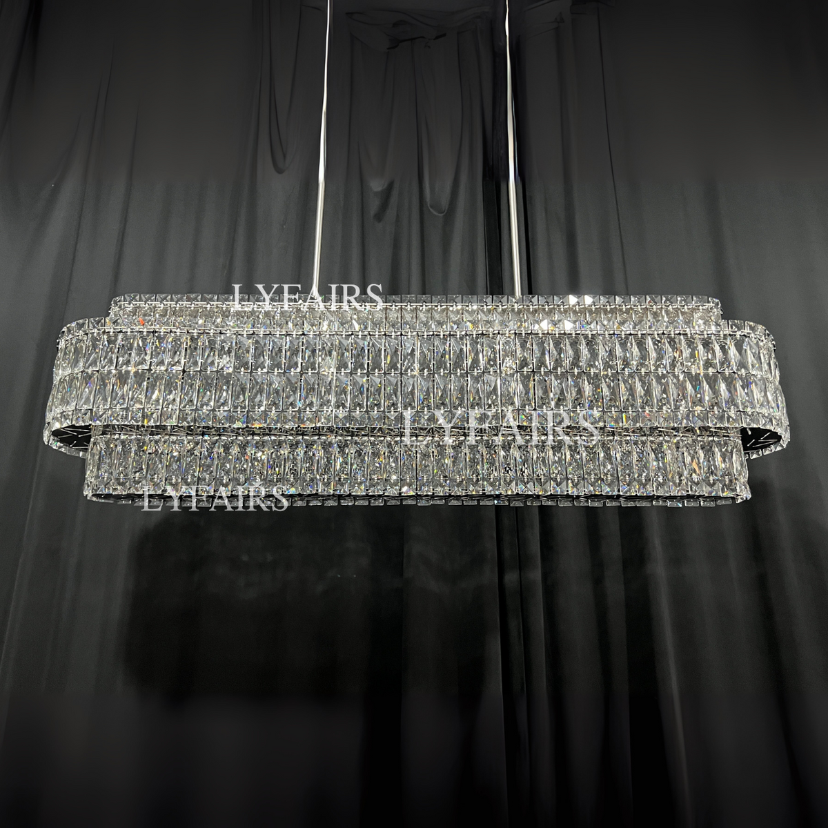 Stunning Modern Rectangle Ceiling Light Crystal Chandelier for Dining Table / coffee Table / living Room /