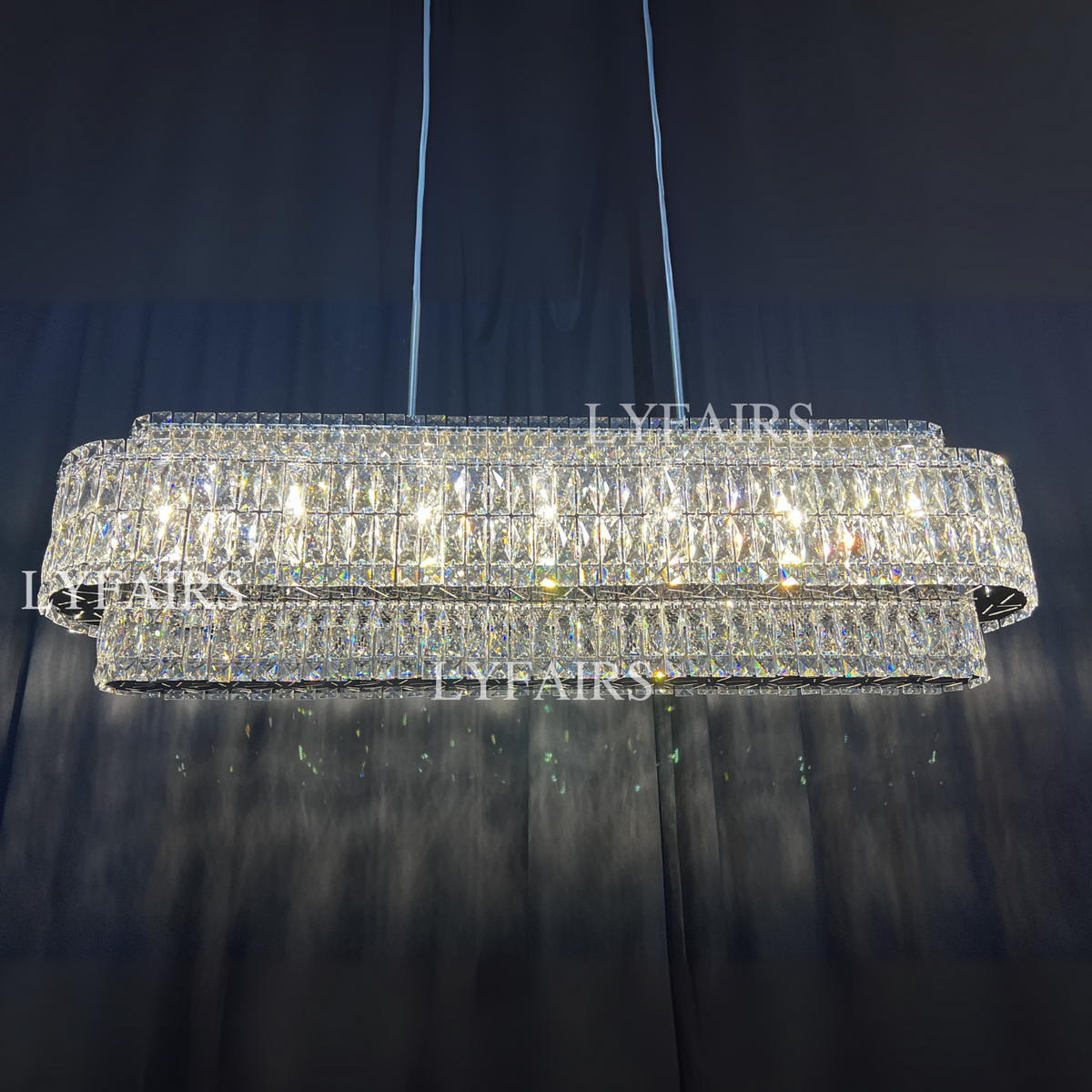 Stunning Modern Rectangle Ceiling Light Crystal Chandelier for Dining Table / coffee Table / living Room /