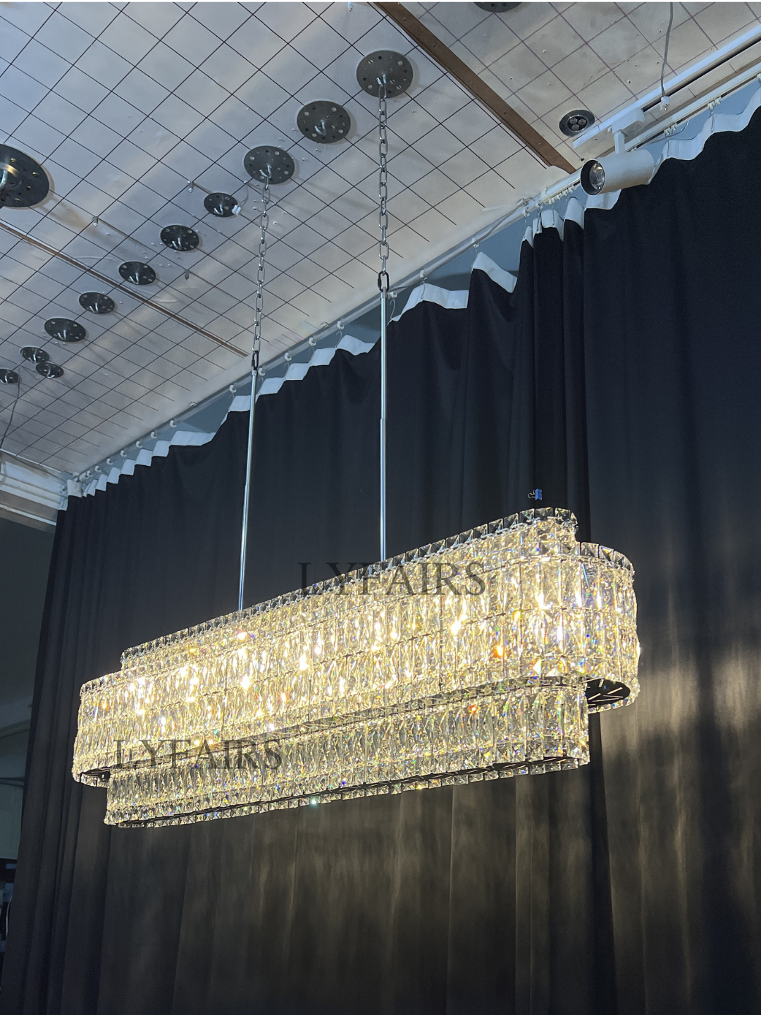 Stunning Modern Rectangle Ceiling Light Crystal Chandelier for Dining Table / coffee Table / living Room /