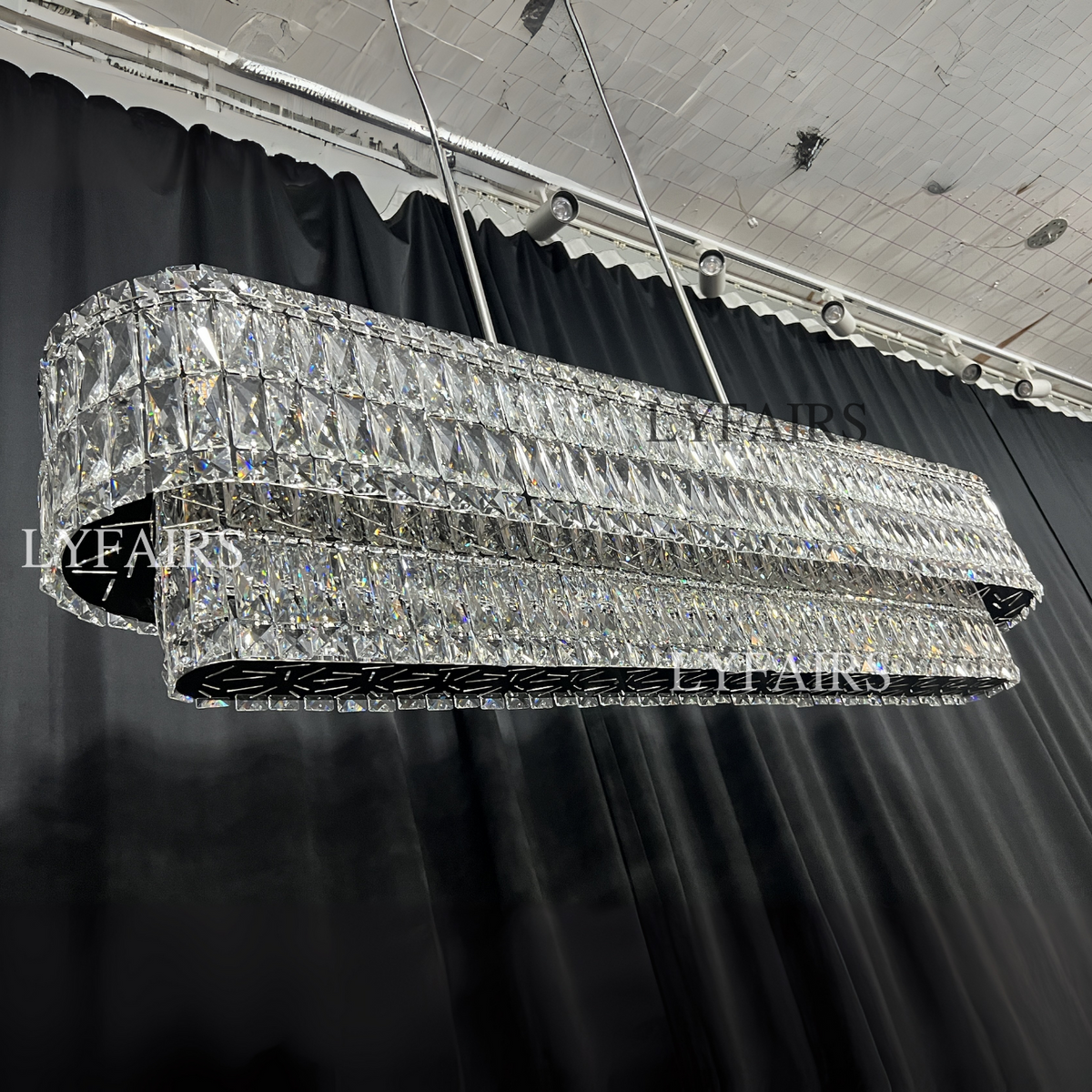Stunning Modern Rectangle Ceiling Light Crystal Chandelier for Dining Table / coffee Table / living Room /