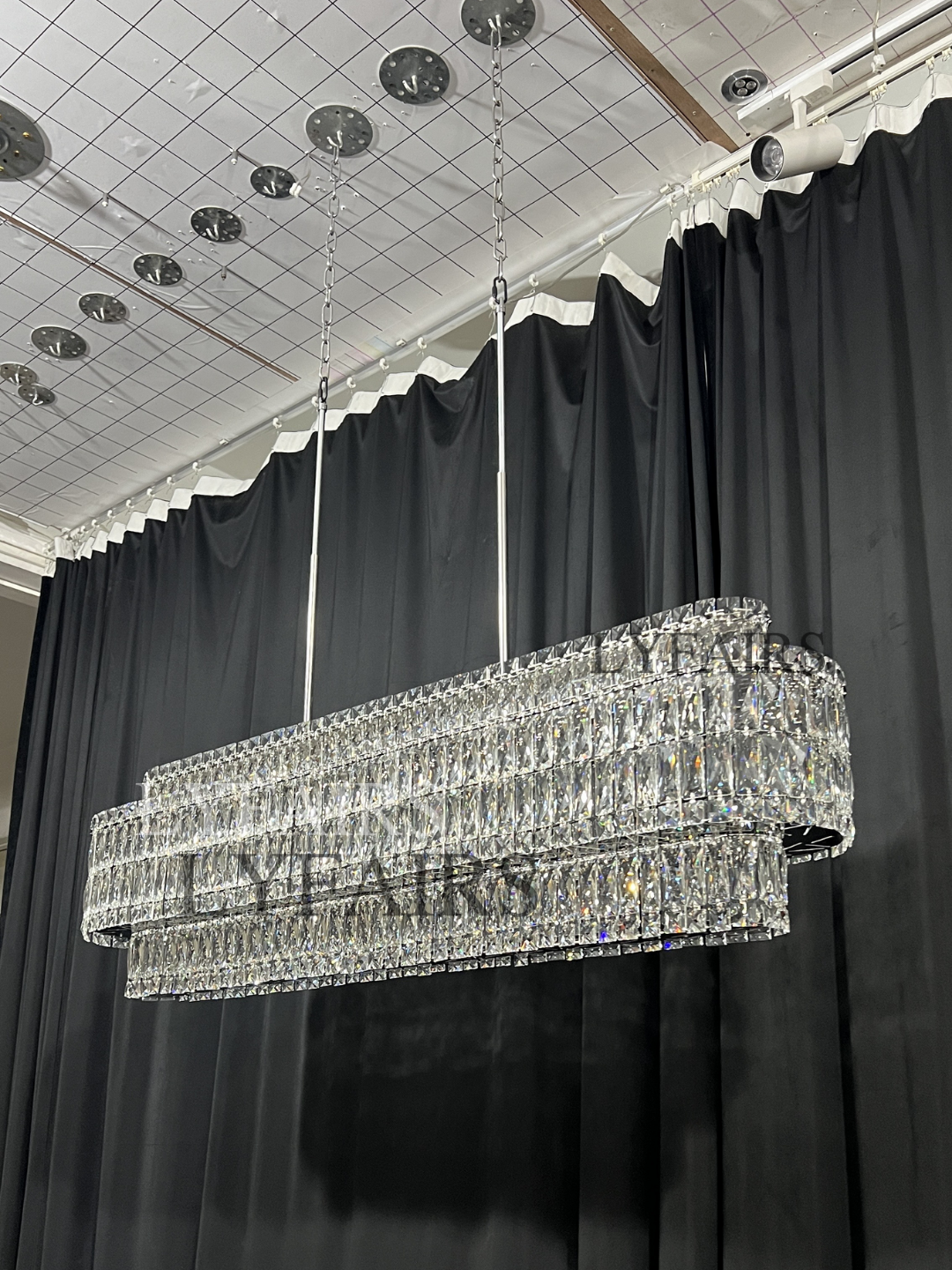 Stunning Modern Rectangle Ceiling Light Crystal Chandelier for Dining Table / coffee Table / living Room /