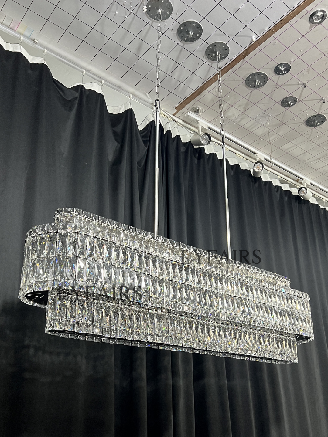 Stunning Modern Rectangle Ceiling Light Crystal Chandelier for Dining Table / coffee Table / living Room /