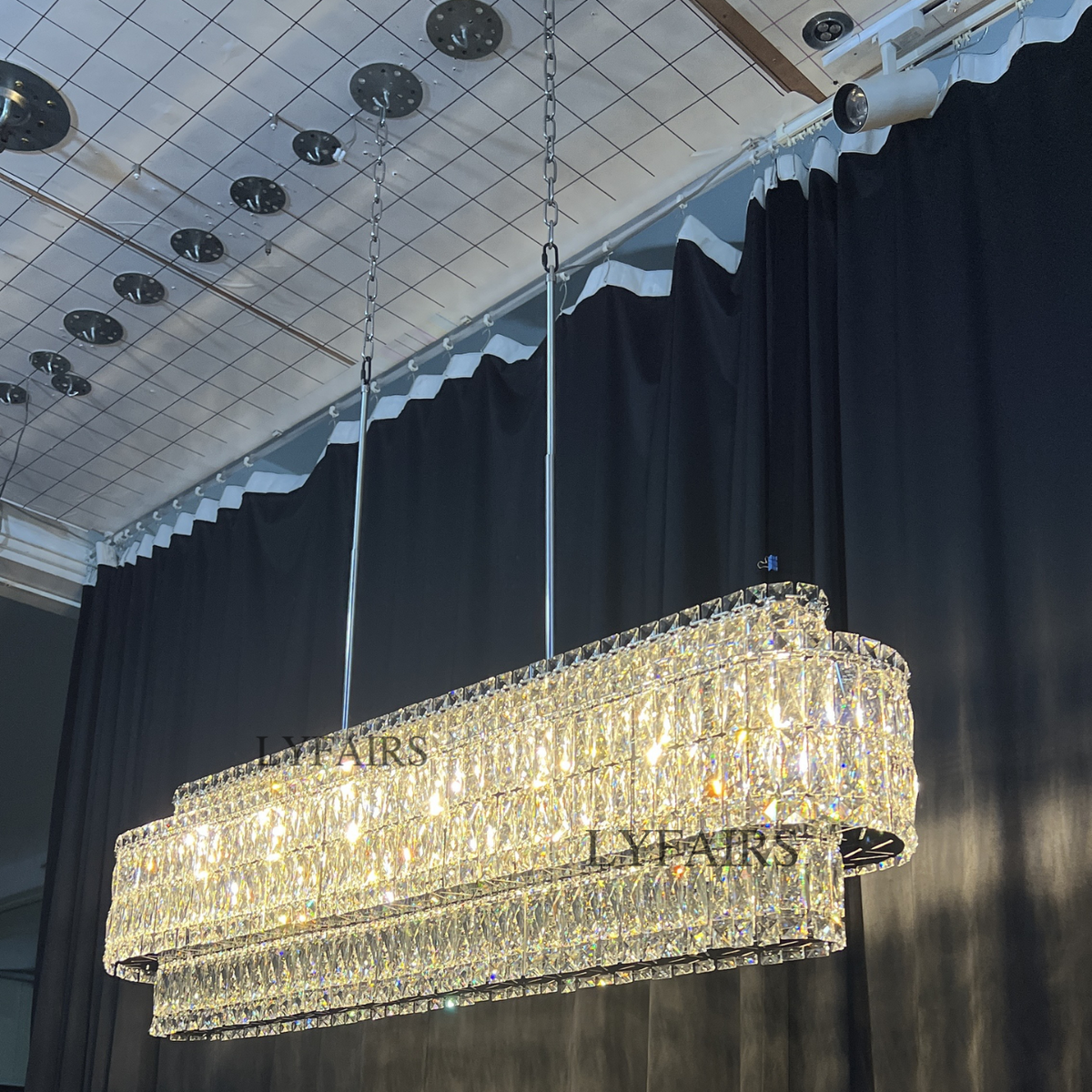 Stunning Modern Rectangle Ceiling Light Crystal Chandelier for Dining Table / coffee Table / living Room /