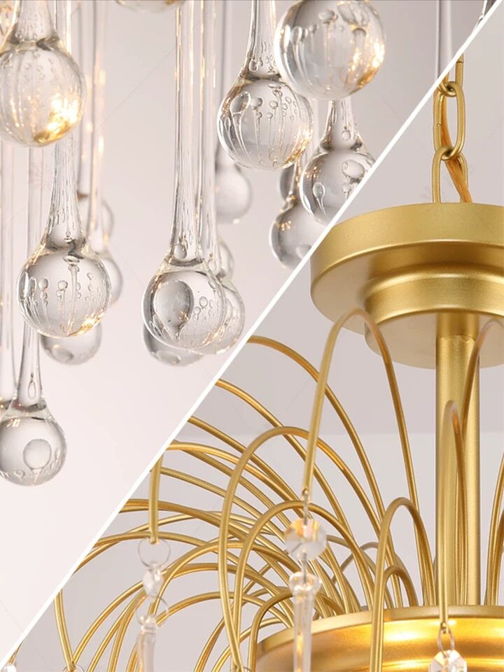 French Style Bedroom Small Creative Chandelier Vintage Romantic Warm Vibe Amber Waterdrop Light for Restaurant