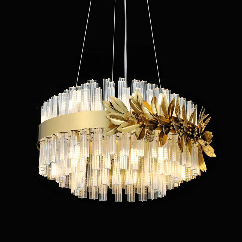 Modern Round / rectangular Gold Leaves Crystal Chandelier for Living Room / dining Room