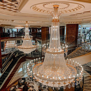 Luxury Empire Candle Lights Crystal Chandelier for High-Ceiling