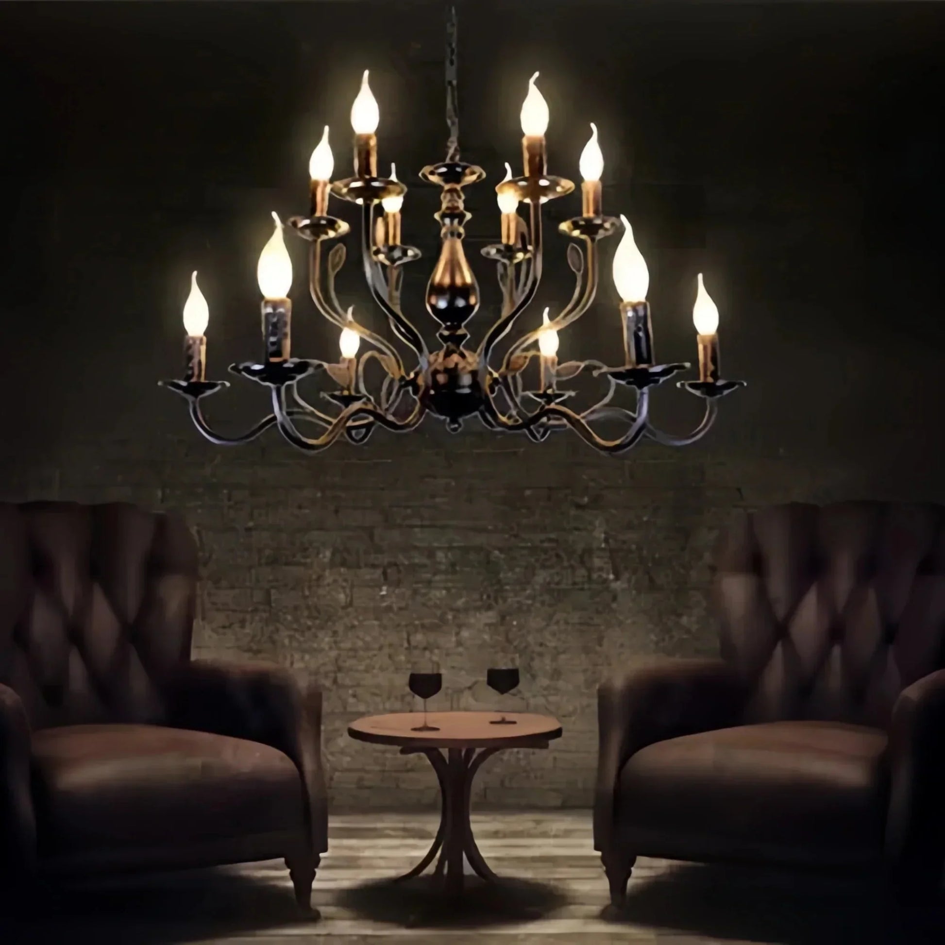 Multi Layer Iron Chandelier with Electronic Candles in Vintage Country Style for Living Room Cafe and Study - 1 Layer: D39.4"Warm LightManorlights