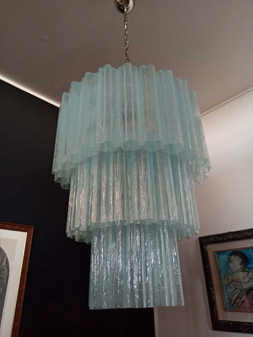 Murano Glass Chandelier – 52 Tubes – Opal