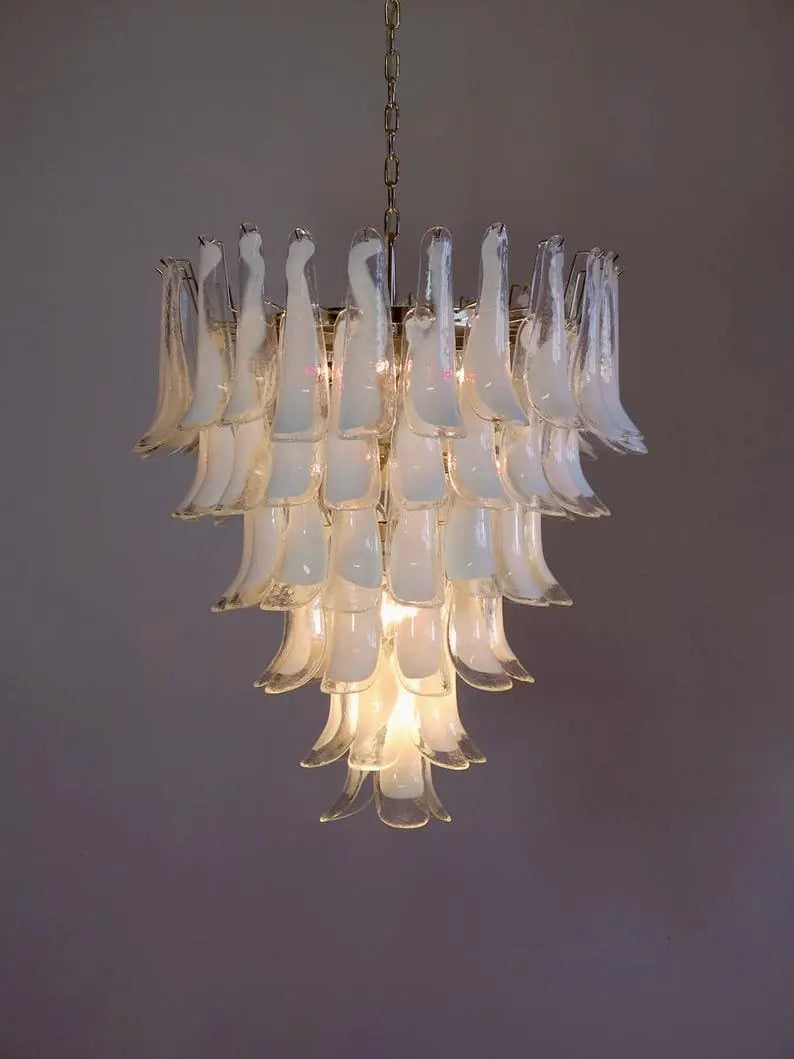 Murano Glass Chandelier – 75 Petals – Transparent