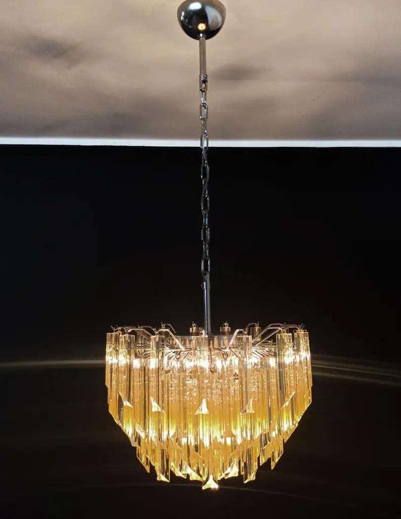 Murano Glass Chandelier – 107 Prisms – Yellow