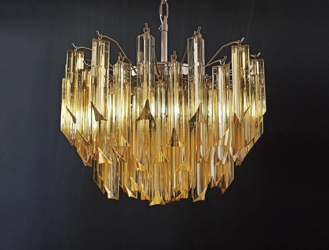 Murano Glass Chandelier – 107 Prisms – Yellow