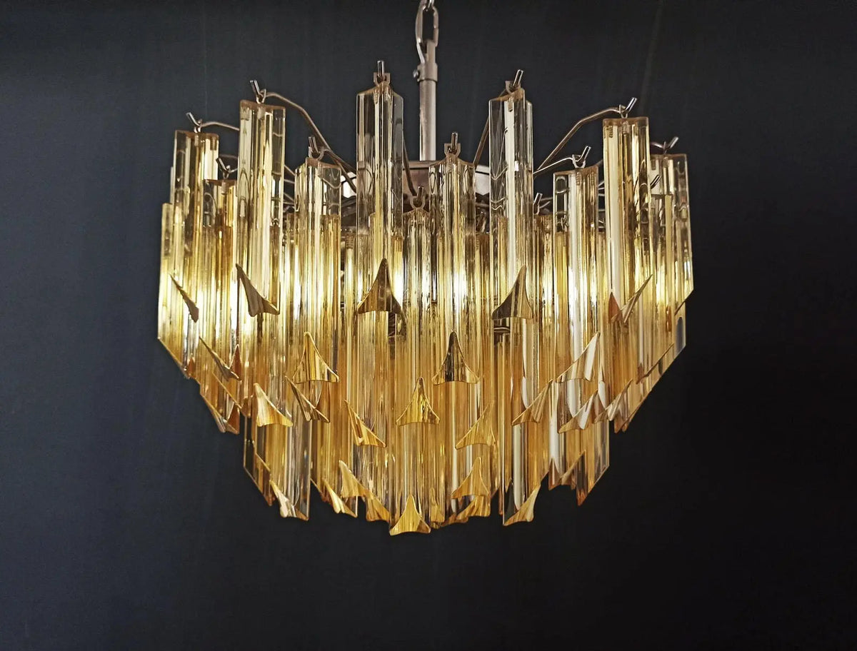 Murano Glass Chandelier – 107 Prisms – Yellow