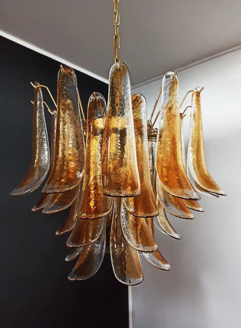 Murano Glass Chandelier – 36 Petals – Amber