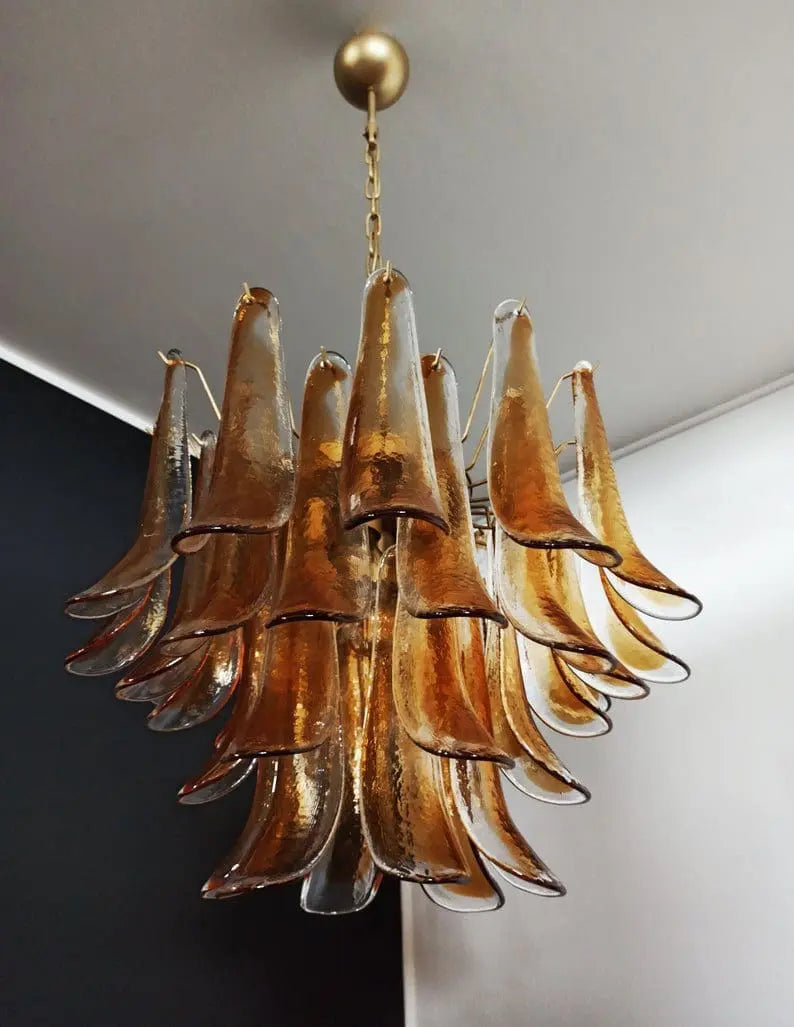 Murano Glass Chandelier – 36 Petals – Amber