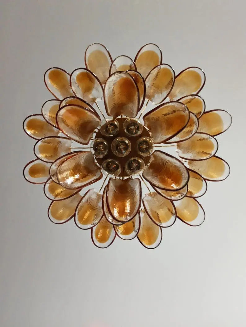 Murano Glass Chandelier – 36 Petals – Amber