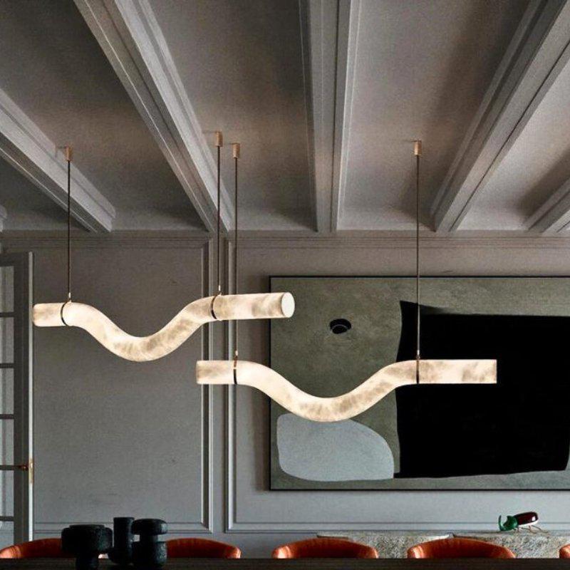 Glacera Simplicity Alabaster Curved Chandelier