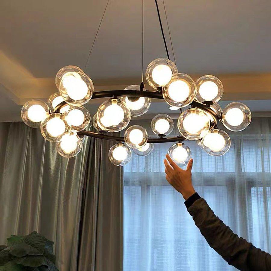 Modern Glass Round Chandelier for Living Room