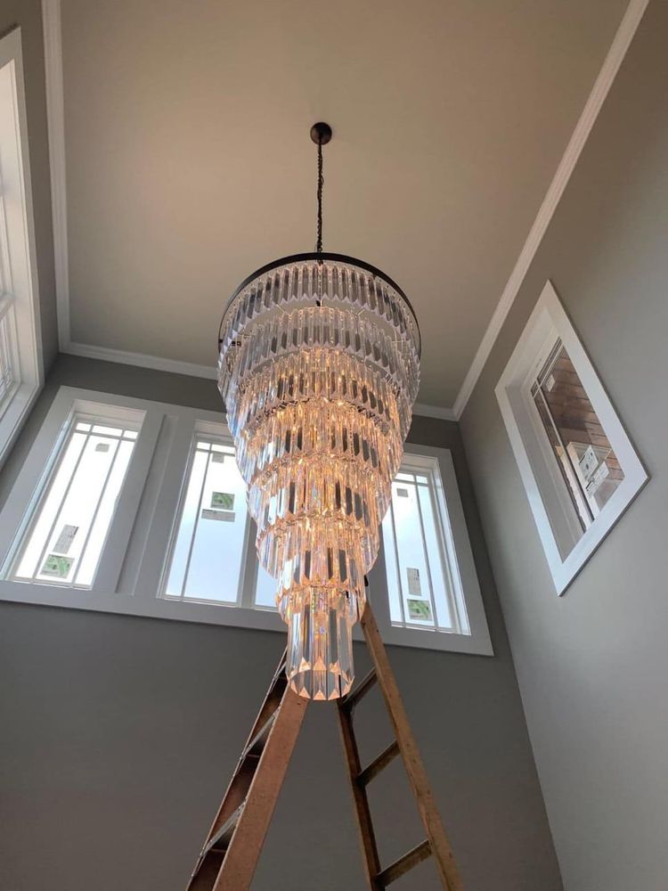 Extra Large Round 7-Tier Luxury Crystal Chandelier with Black, Coffee, Gold, Chrome Finish and Quality