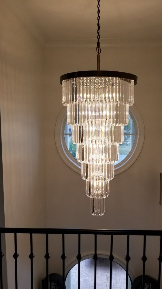 Extra Large Round 7-Tier Luxury Crystal Chandelier with Black, Coffee, Gold, Chrome Finish and Quality