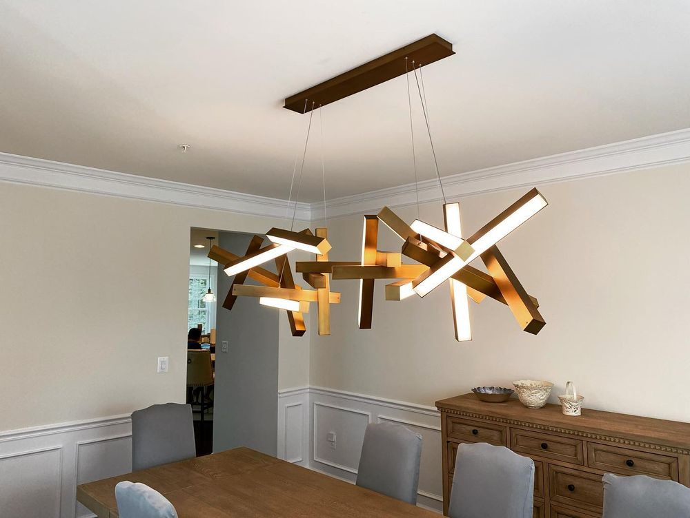 Modern Round / linear Geometric Aluminum LED Chandelier for Dining Room / bedroom
