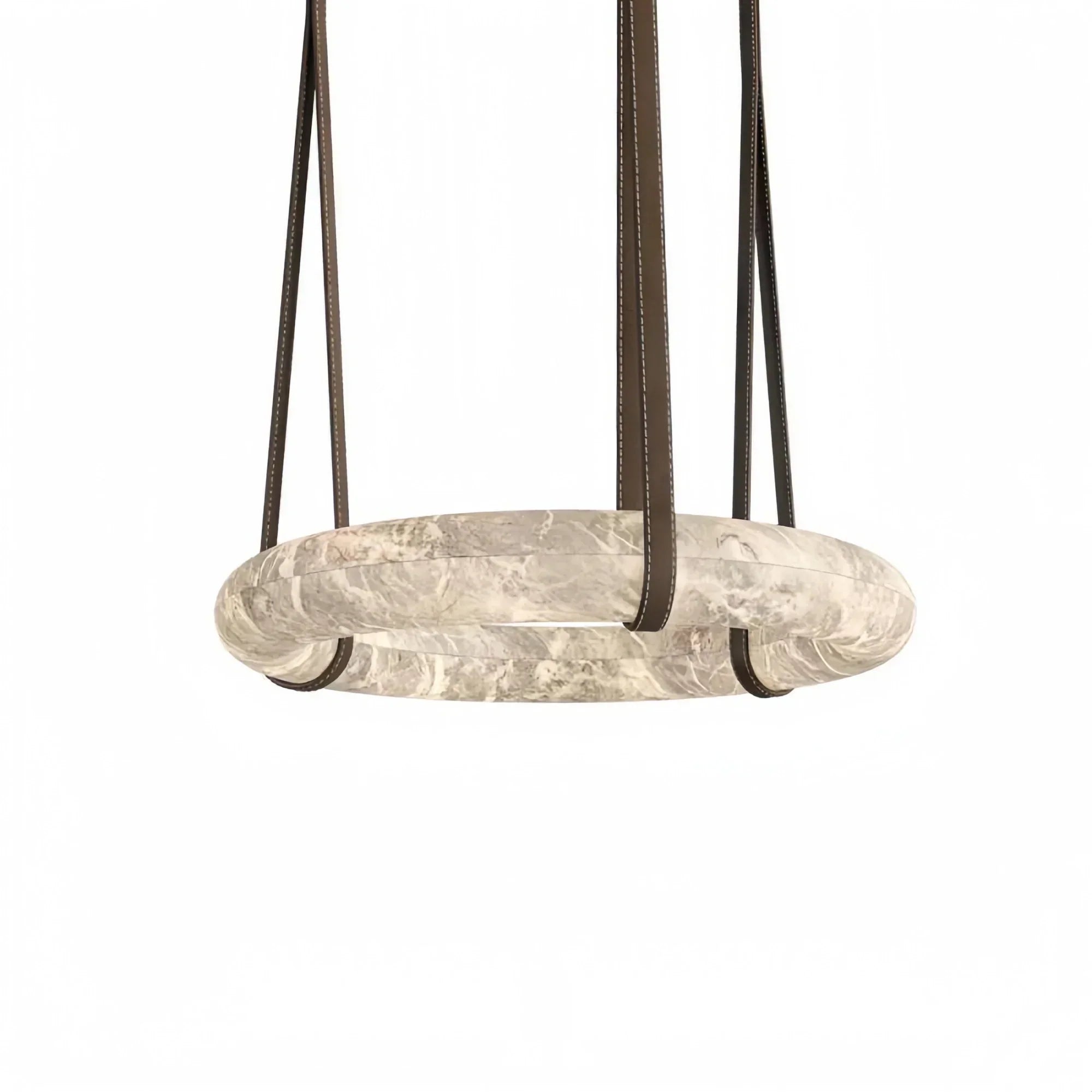 Oslo L1P Pendant Alabaster Chandelier, Halo Ring Chandelier With canopy Over Dining Table