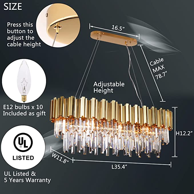 Light Luxury Large Round / oval Multi-Tiered Crystal Chandelier for Living Room / dining Area / staircase