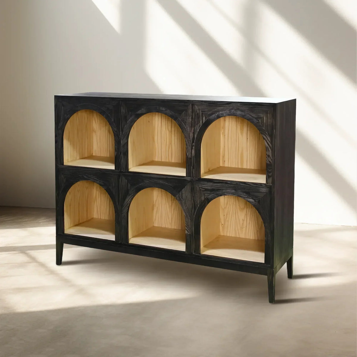 Hattie Arched Storage Cabinet in Oak 60.75-Inchw
