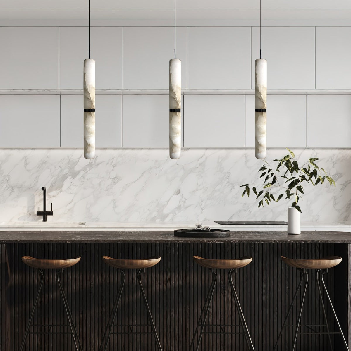Modern Alabaster Pendant Light for Kitchen Island / bedside