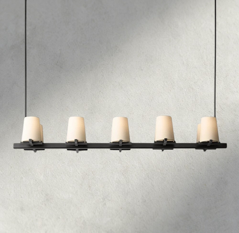 Pauillac Fabric Shade Linear Chandelier 49", 60"