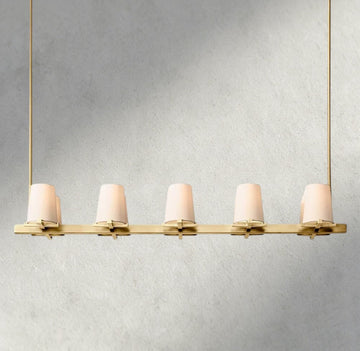 Pauillac Fabric Shade Linear Chandelier 49", 60"