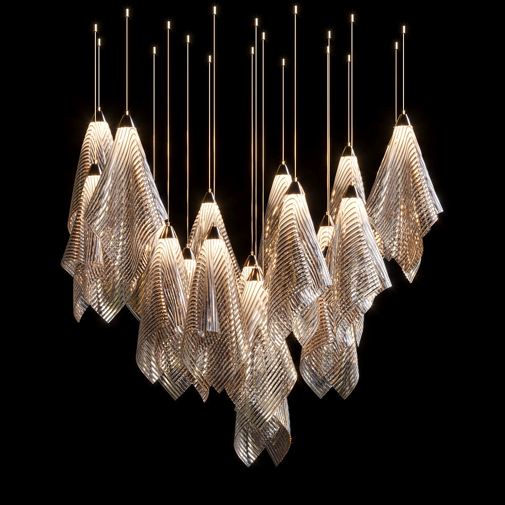 Velora Crystal Mesh Fold Chandelier