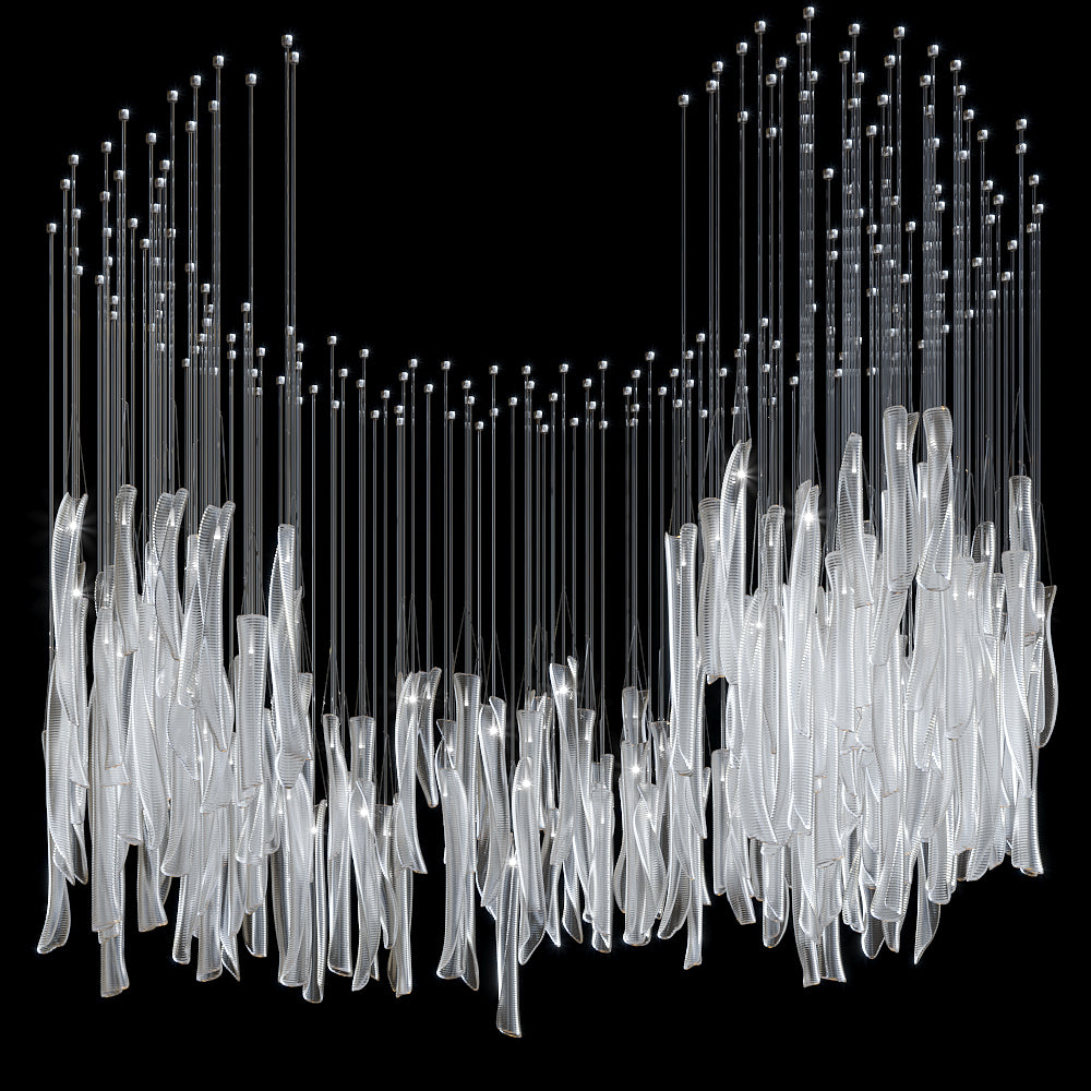 Luméa Organic Glass Tube Cluster Chandelier