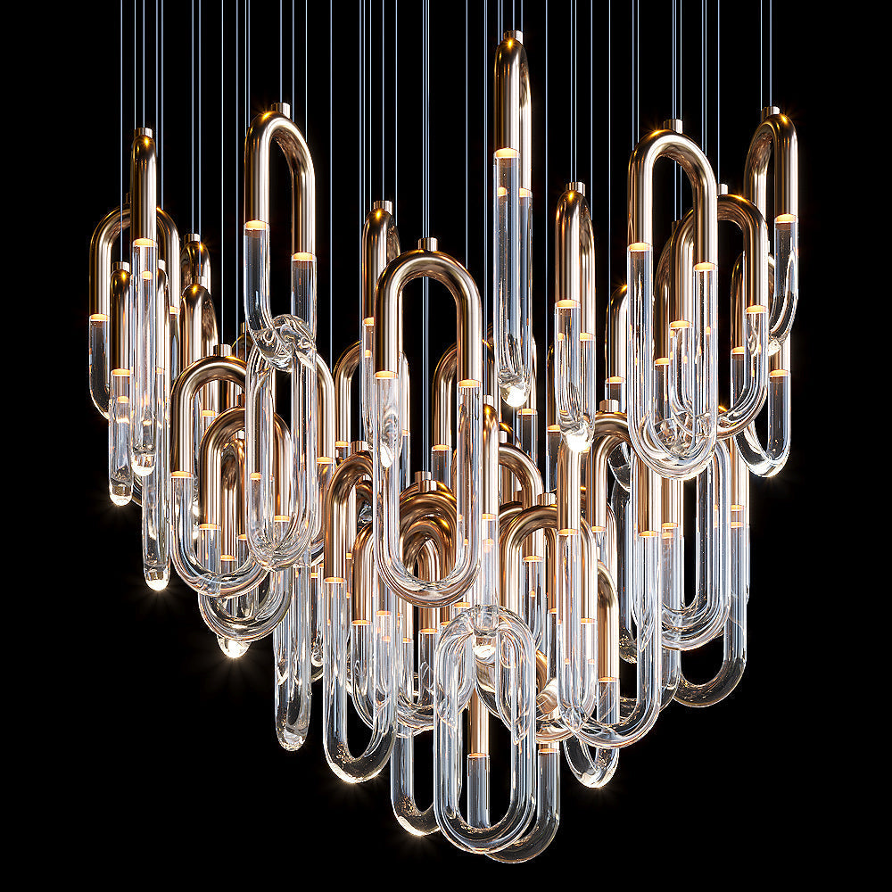 Orlisse Gold Glass Loop Cluster Chandelier
