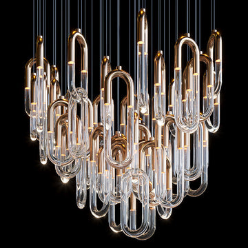 Orlisse Gold Glass Loop Cluster Chandelier