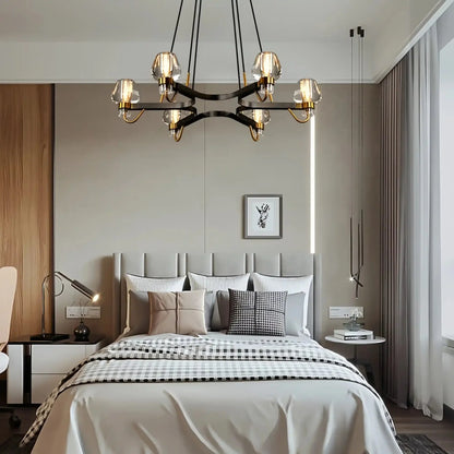 Post - modern Light Luxury Full Brass Chandelier for Living Room/Bedroom - 6 Lights: D35.8"*H8.7"/15kgClearWarm Light-Manor Lights