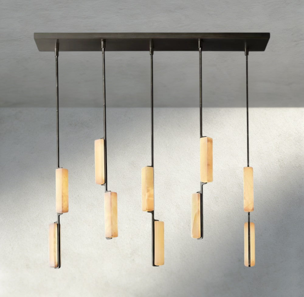 Audubon Alabaster Linear Chandelier 54" - Manohaus