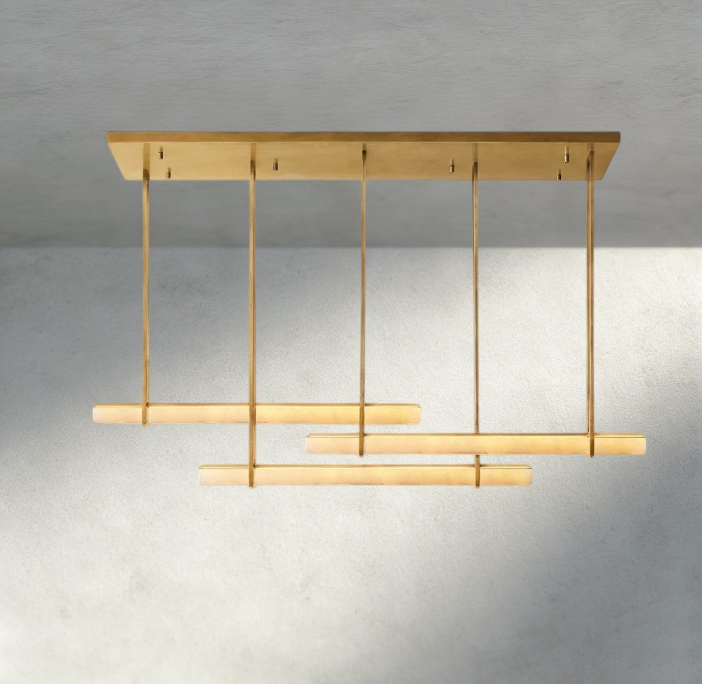 Audubon Alabaster Triple Bar Linear Chandelier - Manohaus