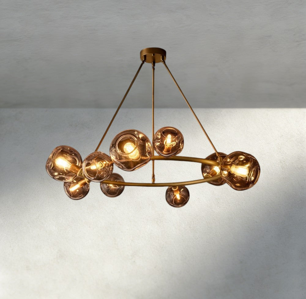 Bubble Smoke Glass Round Chandelier