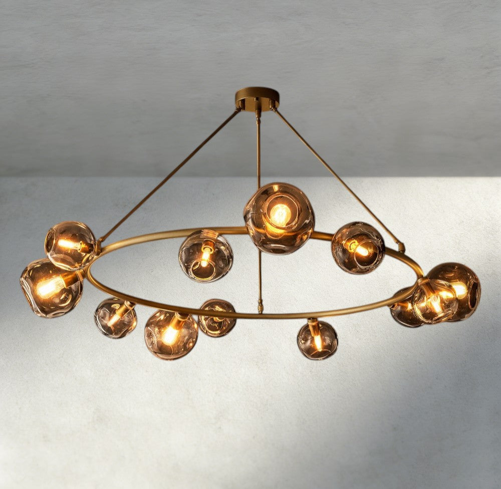 Bubble Smoke Glass Round Chandelier