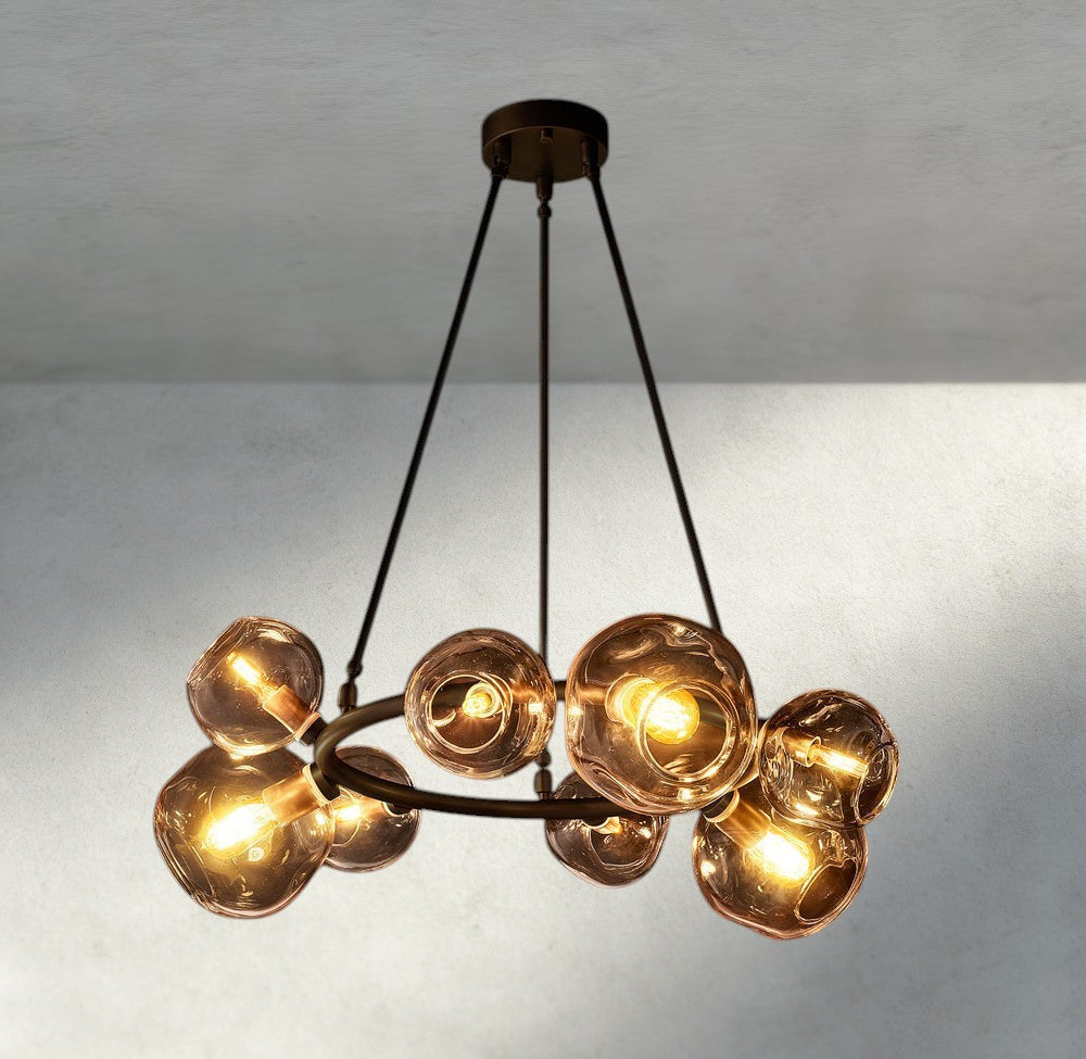 Bubble Smoke Glass Round Chandelier