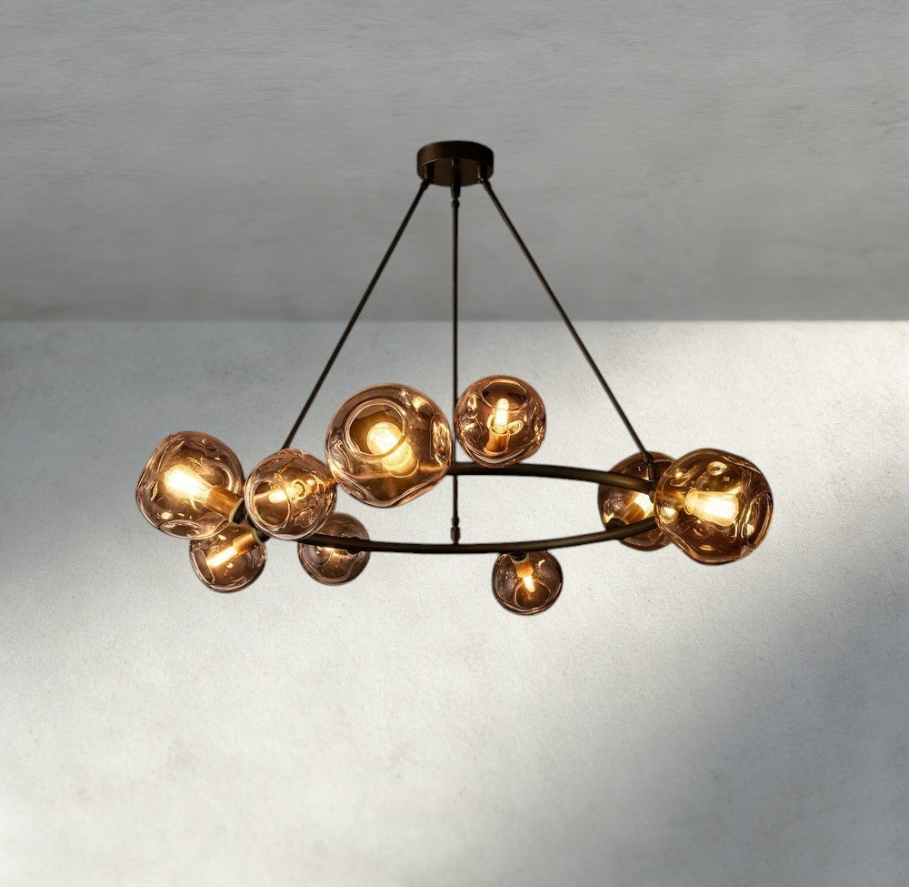 Bubble Smoke Glass Round Chandelier