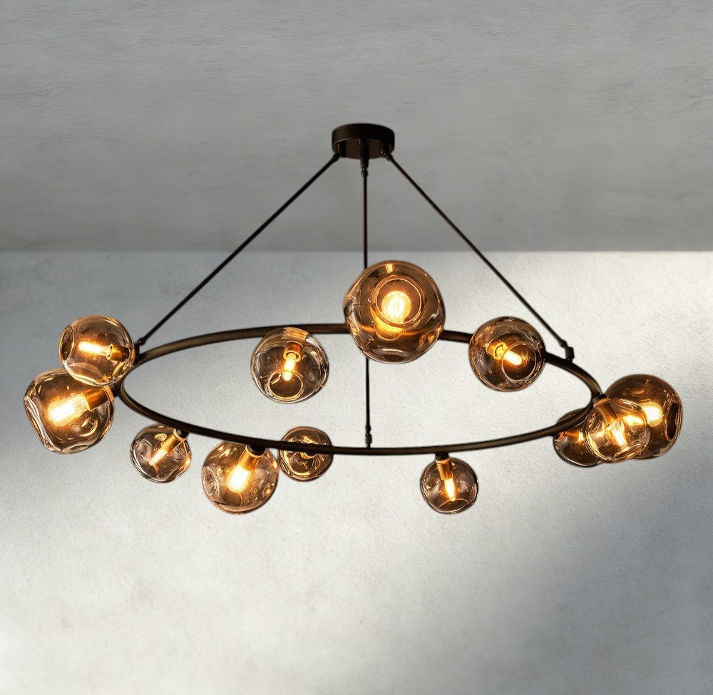 Bubble Smoke Glass Round Chandelier