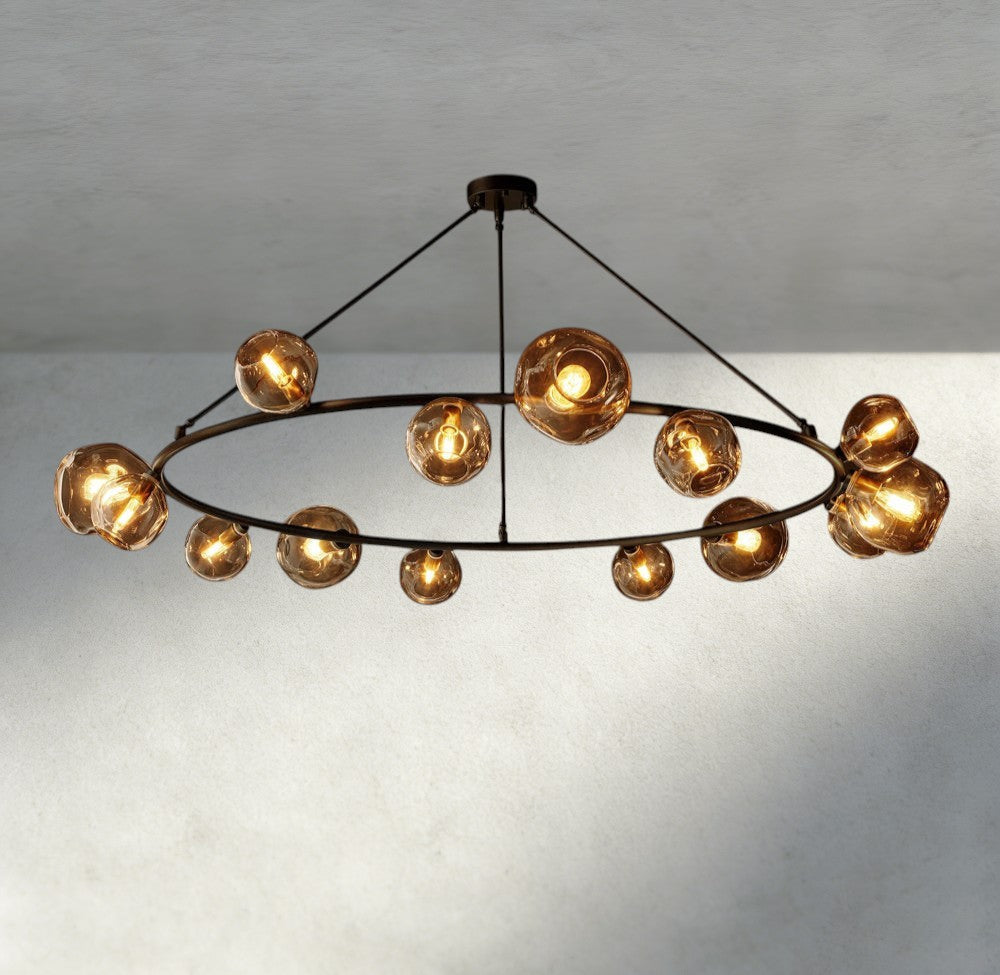 Bubble Smoke Glass Round Chandelier
